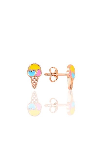 Gümüş Dondurma Çocuk Küpesi Sgtl10403rose