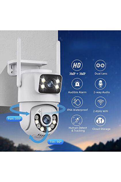 RADEX Çift Kameralı Gece Görüşlü Full HD Kablosuz wifi ip Akıllı