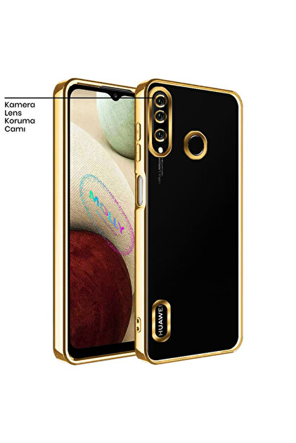 Mitetabo For Mobile Phone Case Huawei P30 Lite Case New Edition Gold Love Heart Girl Case Soft Silicone Slim Shockproof Scratch-Resistant Cute Gold