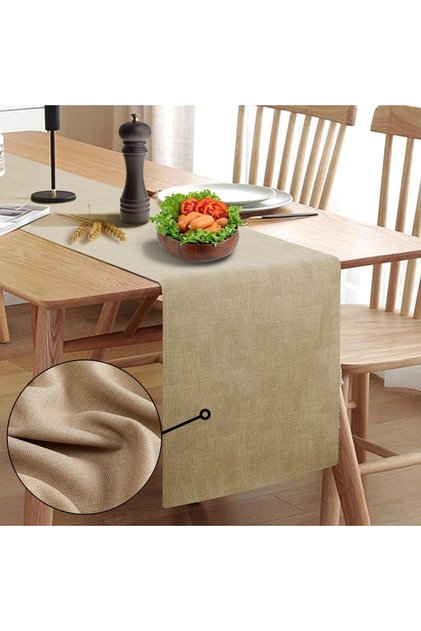 Linen Table Runner - Cappuccino Colored Linen Table Table Runner, Standard Size