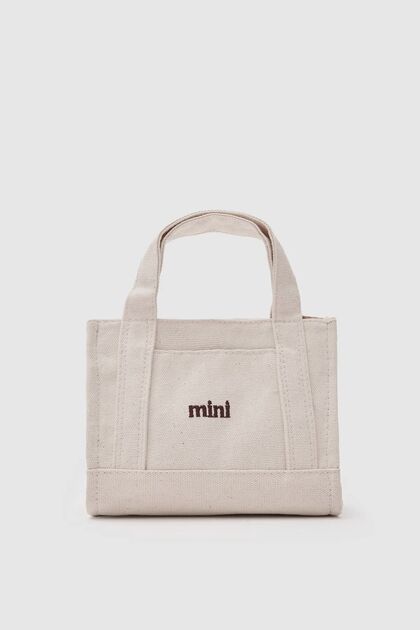 Cream Colored Mini Crossbody Bag - Shoulder and Hand Size, Canvas Fabric, Lined and Strap