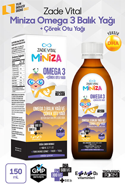 ユジントレカ Zade Vital Miniza Omega 3-Çörek Otu Yağı İçerikli Sıvı Takviye