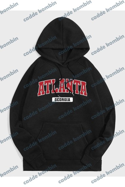 Unisex Black Atalanta Printed Oversize Hoodie
