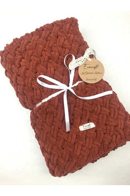 Alize Puffy Hand Knitted Baby Blanket