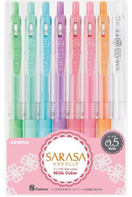 Zebra Sarasa 0.5mm Milk Color 8'li Jel Kalem - Pastel Renkler