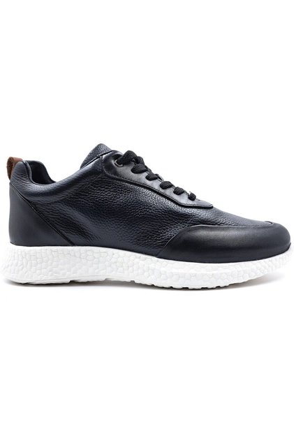 24260 Erkek Siyah Beyaz Hakiki Deri Kalın Platform Taban Boost Foam Oxford Casual Günlük Ayakkabı