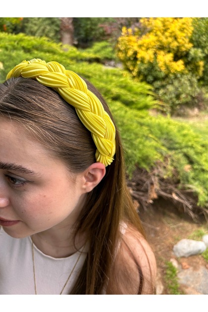 Bym551 Lemon Yellow Crown Braided Model Hair Accessory 4 cm Thin Women's Hair Crown