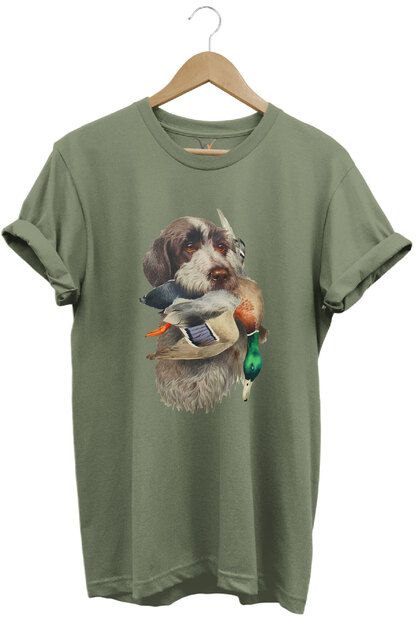 Hunting Hunter Hunting Dog Mouth Whistling Bird Printed Whistling Hunting Regular Fit 100% Cotton Khaki T-Shirt