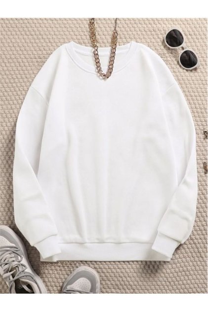 Unisex Oversize Bisiklet Yaka Sweatshirt