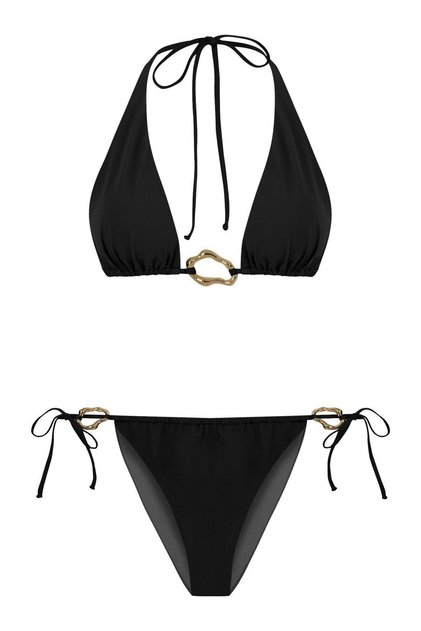 Black Triangle Bikini Set with Accessories