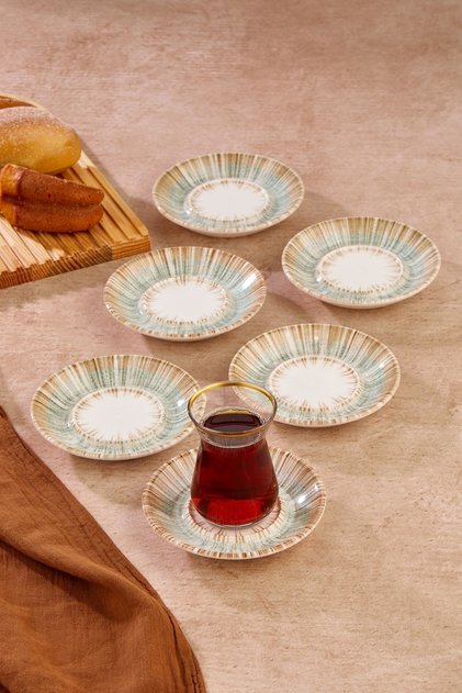 Special Series 12.5 cm Porcelain Alaçatı Patterned 6-Piece Tea Plate