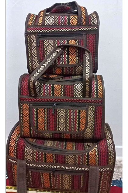 3-Piece Wicker Model Camping, Picnic, Family Handbag (Colorful)