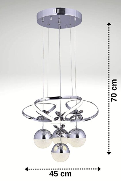 LİVORA LIGHTING Alice Modern Krom 4 Toplu Kelebek Taşlı Kumandalı