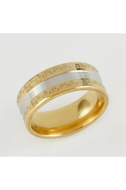 Steel Stainless Patterned Gold Color Ring