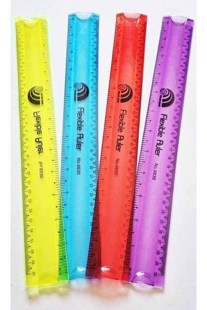 4 Adet 4 Farklı Renk Flexy Esnek Kırılmaz Cetvel YŞ Flexible Ruler 30cm Milimetrik Ölçekli