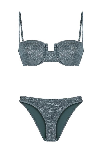 Balenli Parlak Yeşil Bikini Takım