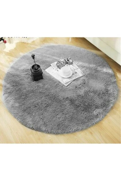 Seria Hali Overloklu Yuvarlak Peluş Post Halı Pofuduk Kaydırmaz Jel Taban Halı
