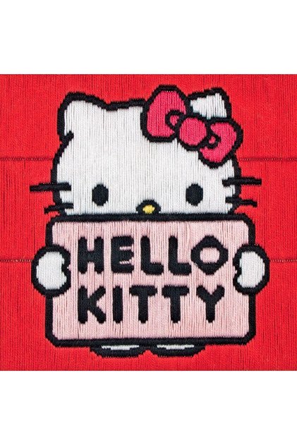 Hello Kitty Long Cross Stitch Kit Ropes Included Wall Panel