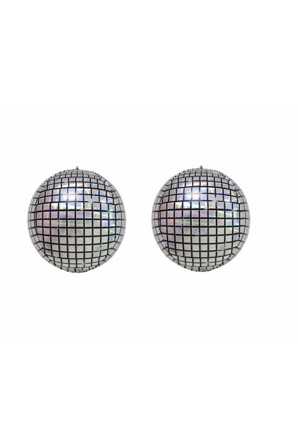 2-Pack Silver Disco Ball Foil Balloon 10 Inches