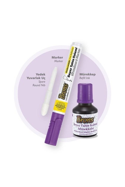 Board Marker Set Mor ( Kalem + Mürekkep + Yedek Uç ) [br-9557]