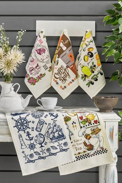 Nora 5-Piece Printed Kitchen Towel Set 30x50
