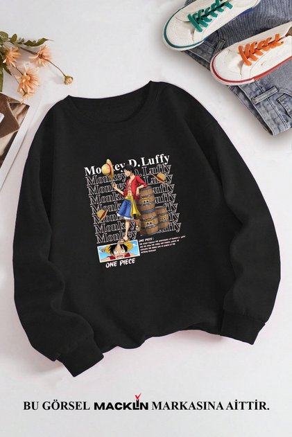 Unisex Women's and Men's Monkey D Luffy Anime Special Design Printed Crew Neck Sweatshirt