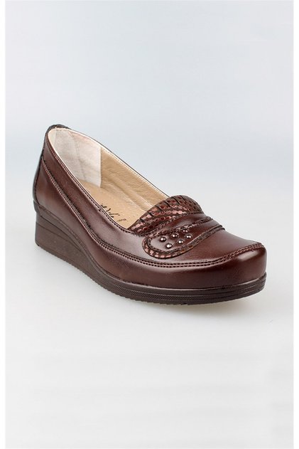 Edik Shoes for Daily and Mother Genuine Leather Lining Heel Cushioned System C128 Brown
