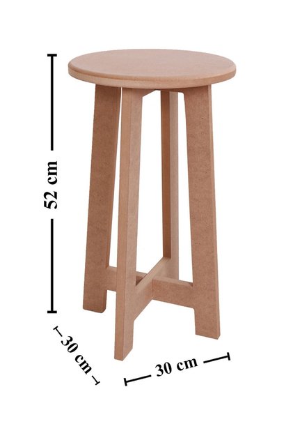 Boyanabilir Ahşap MDF Yuvarlak Demonte Tabure 30x50 cm