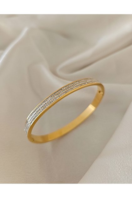 Steel Cuff Bracelet Anti-Tarnish Jewelled Bracelet Steel