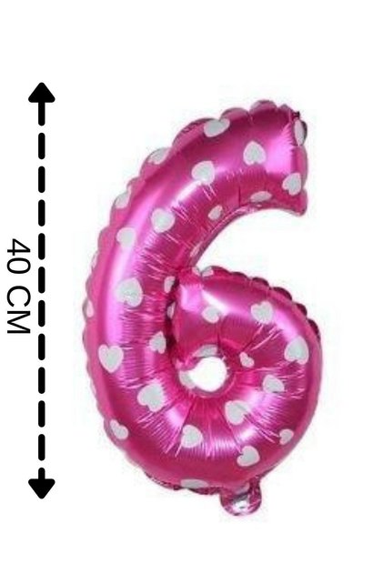 Foil Balloon Number 6 Helium Balloon 40 Cm Pink Color