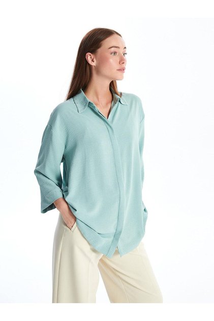 Lcwaikiki Classic Uçuk Water Blue Plain Long Sleeve Aerobin Women's Shirt (S4)