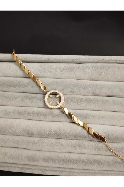 barley patterned quarter placed steel bracelet