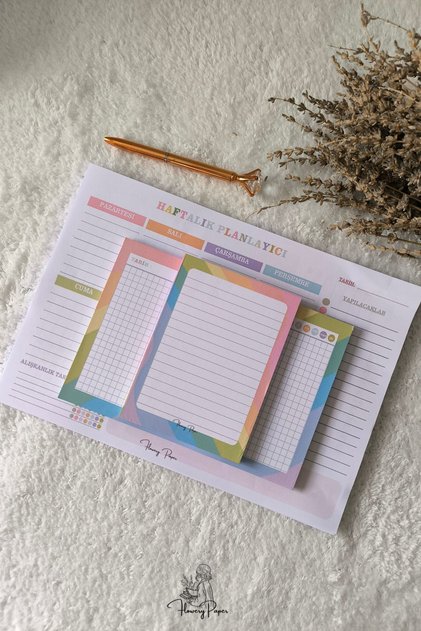 3'lü Notepad Set - Memopad,Check List ,Not Defteri ,Bloknot ,Not kağıdı, Haftalık planlayıcı
