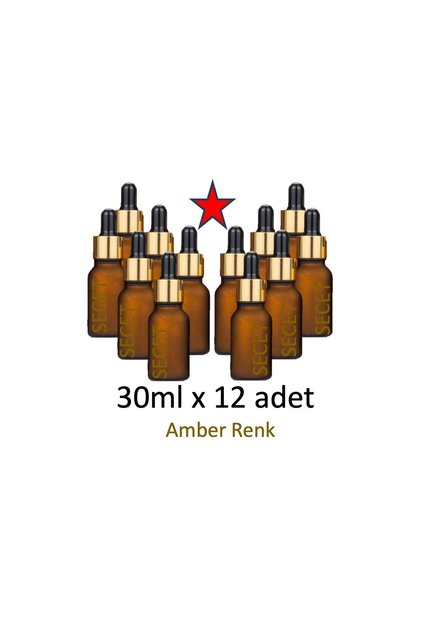 Damlalık, ( 12 Ad/pk ) 30ml Damlalıklı Cam Amber Renk Şişe, Metal Gold Sızdırmaz Kapaklı Dropper