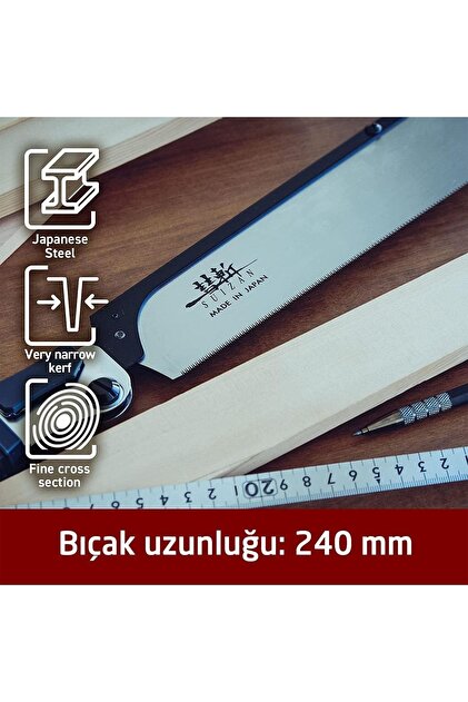 Suizan Dozuki Dovetail Cross-cut Katlanır Japon Testeresi 24 Cm