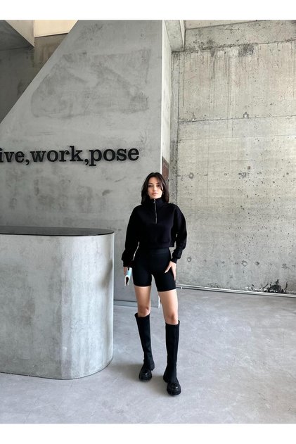 Three Thread Zippered Black Sweatshirt - Raster Design