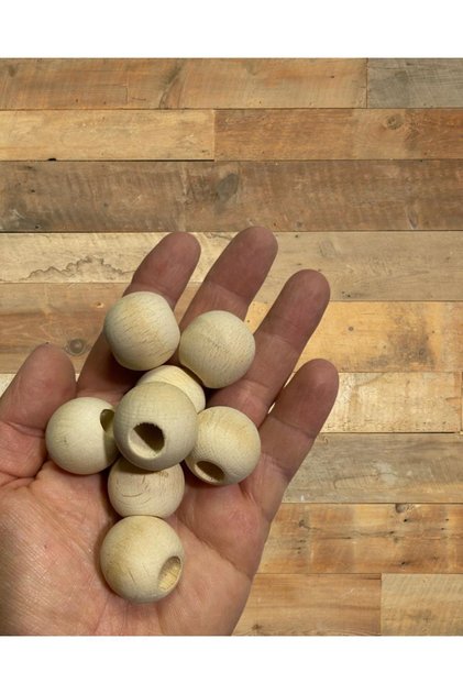 22mm Raw Wood Beads - 20 Pieces -