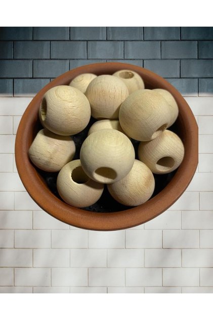 32 Mm Raw Wood Beads - 10 Pieces -