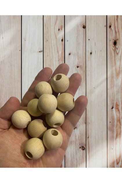 24 Mm Ham Işlenmemiş Ahşap Boncuk - ( 20 Adet)
