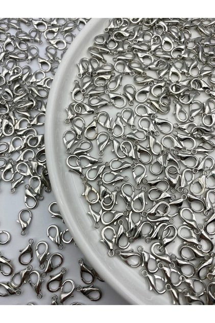 50 Pieces Nickel Color Metal 503 Parrot Lock (14x7mm), Pear-Lobster Clip, Jewelry Clip