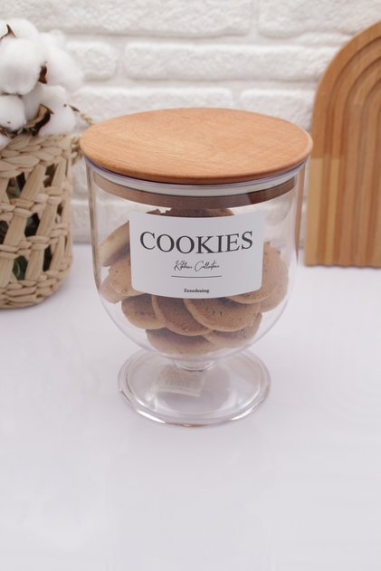 Wooden Vacuum Lid Transparent Cookie Holder 1500 Ml (hard Plastic)
