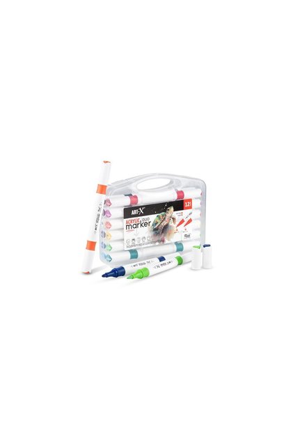 Art-X Acrylic Marker Duo Marker Dual Tip Water Based Painting Pen 12 Color Set 18057