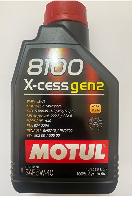 Motul 8100 X-cess Gen2 5W-40 Tam Sentetik Motor Yağı 1L ( Üretim