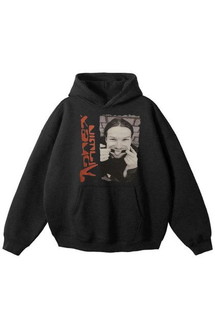 Black Three Threaded Yarn Unisex Sweatshirt Loose Fit Aphex Twin