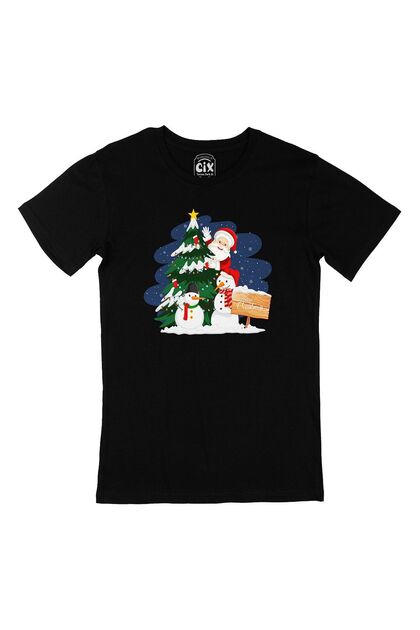 Tricou negru Moș Crăciun La mulți ani