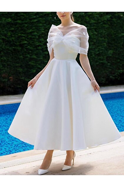 knee length dresses for ladies Boat Neck White Maxi Dress – Extro&Vert main image 0
