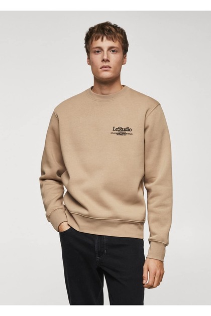 İşleme detaylı pamuklu sweatshirt