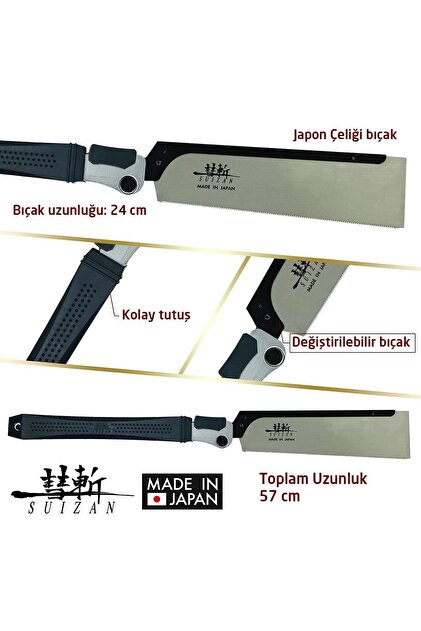 Suizan Dozuki Dovetail Cross-cut Katlanır Japon Testeresi 24 Cm