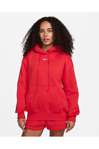 Nike Sportswear Phoenix Fleece Oversized Pullover Hoodie Kırmızı