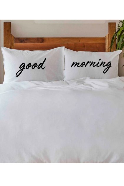 2 Adet Good Morning Tasarım Yastık Kılıfı 30x50 Cm